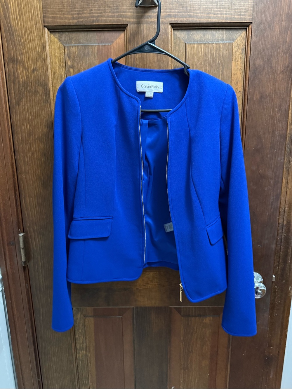 Calvin Klein Women’s Cobalt Blue Zip-Front Blazer